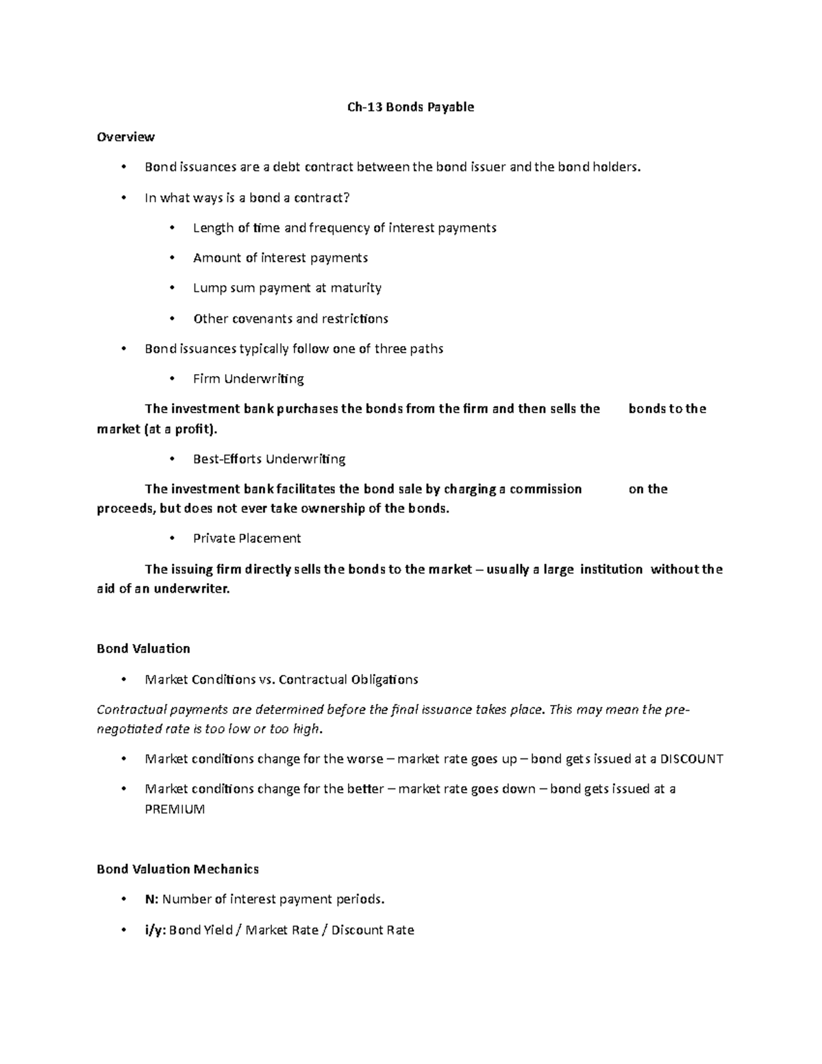 Chapter-14 Lecture Notes - Ch-13 Bonds Payable Overview Bond Issuances ...