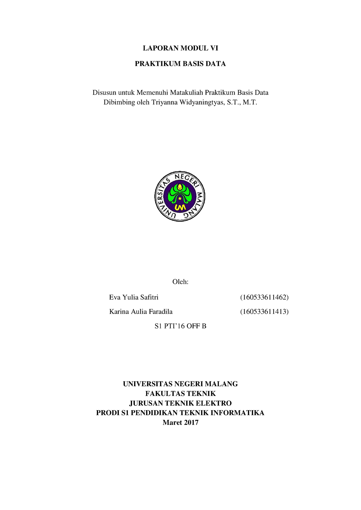 Laporan Praktikum Basis Data Fisika Dasar Modul 6 - LAPORAN MODUL VI ...