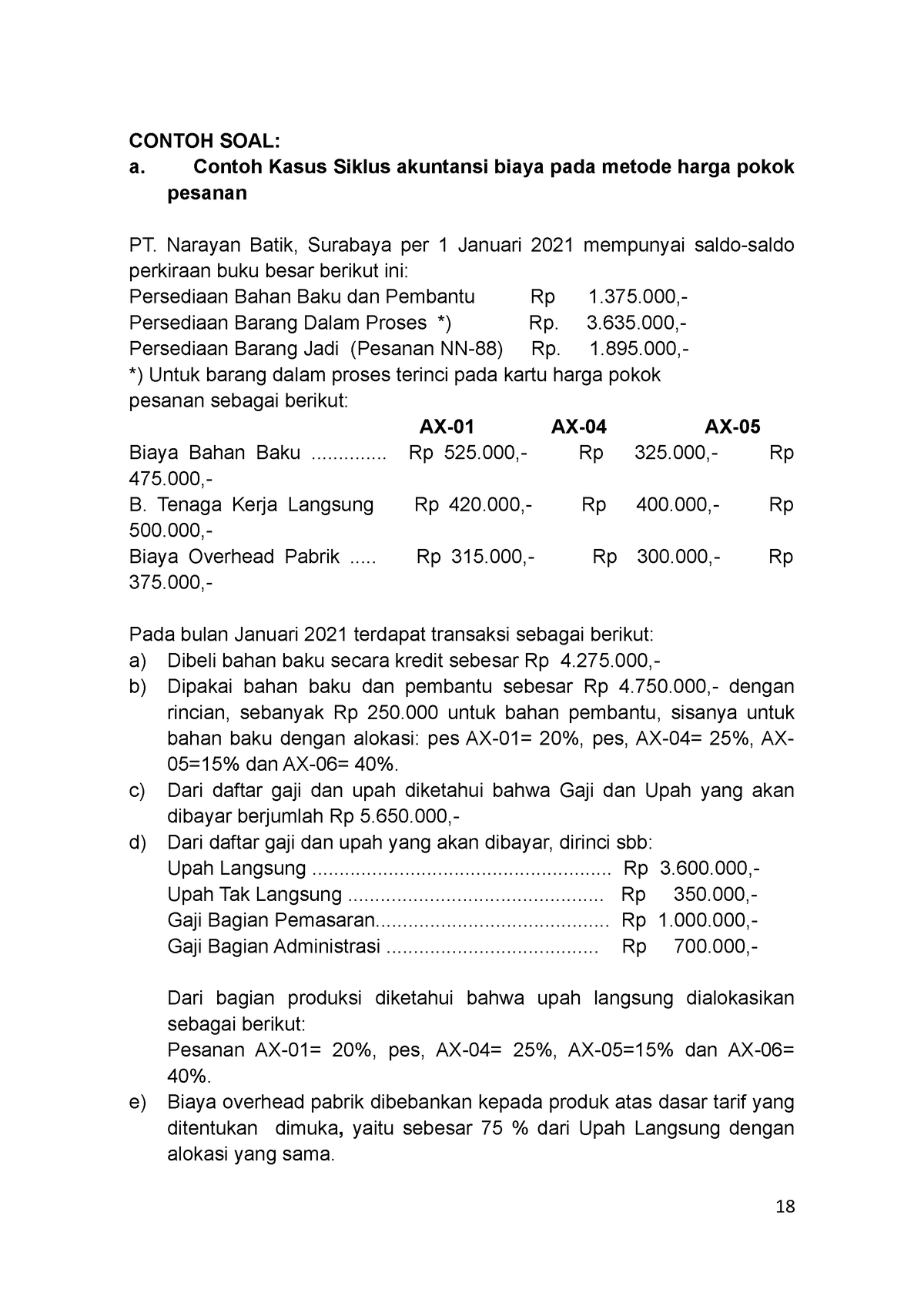 Contoh SOAL AKBI PAK 2021 B - CONTOH SOAL: A. Contoh Kasus Siklus ...