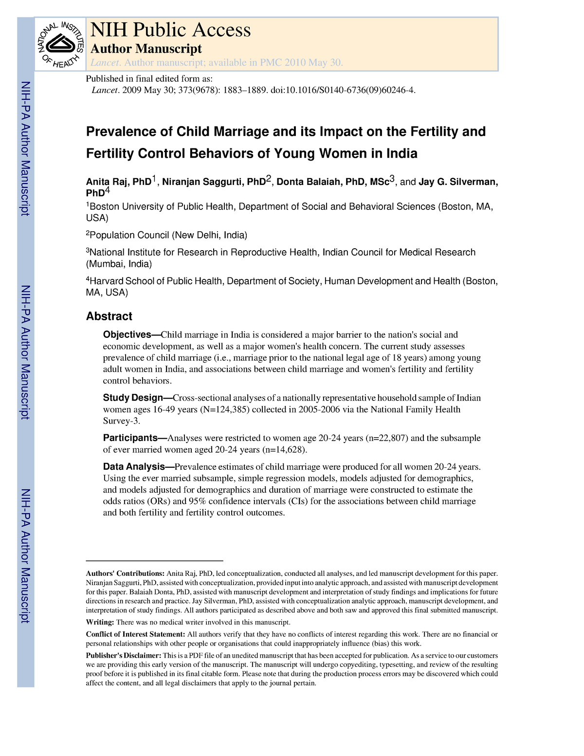 research on child marriage