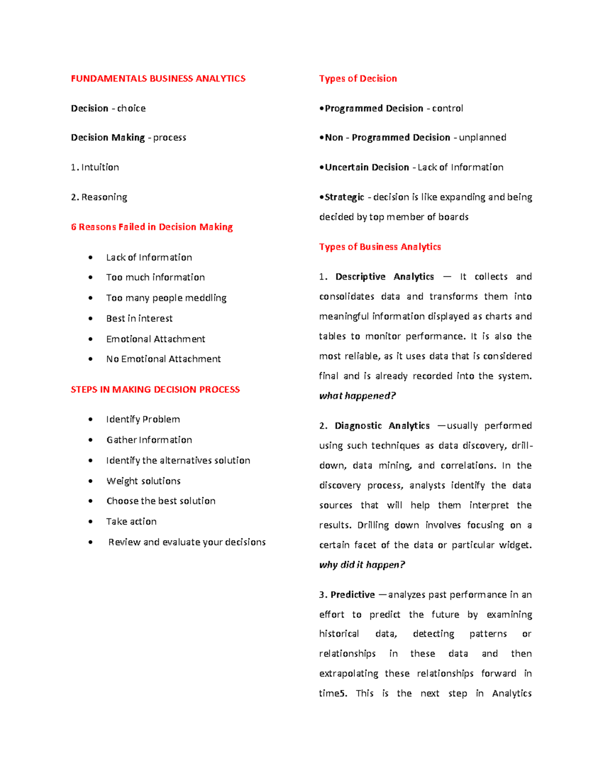 Fundamentals Chap1 This Is Only Additional Lecture Notes Fundamentals Business Analytics 0977