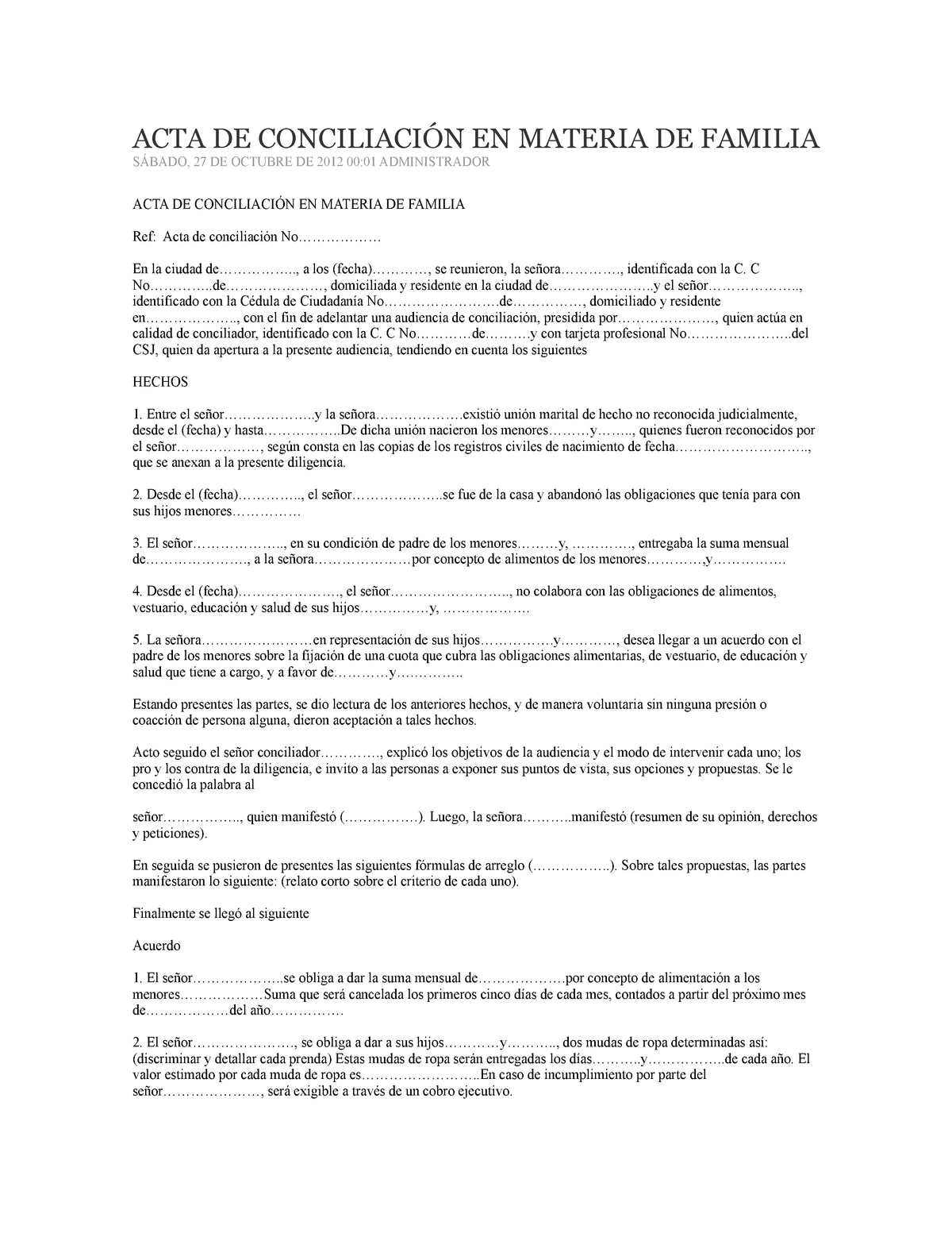 Ejemplo De Acta De Abuso Infantil Ejemplo Sencillo Ot