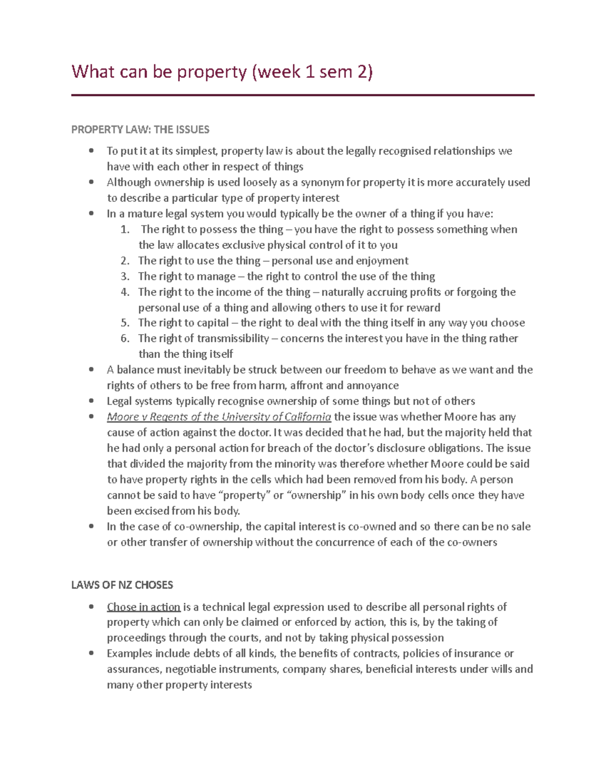 Property EXAM Notes - What can be property (week 1 sem 2) PROPERTY LAW ...