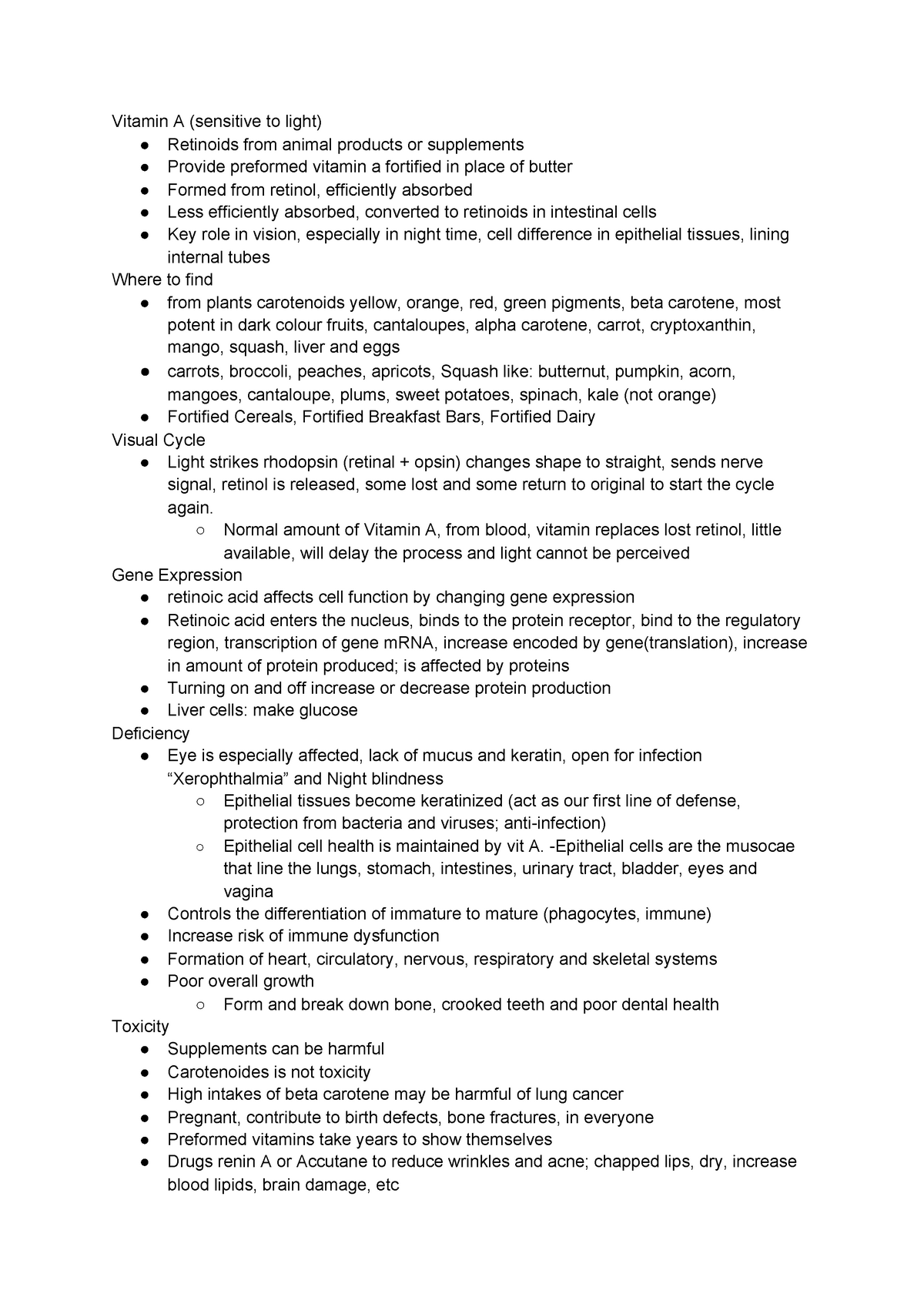 Vitamin A - Lecture notes 7 - Vitamin A (sensitive to light) Retinoids ...