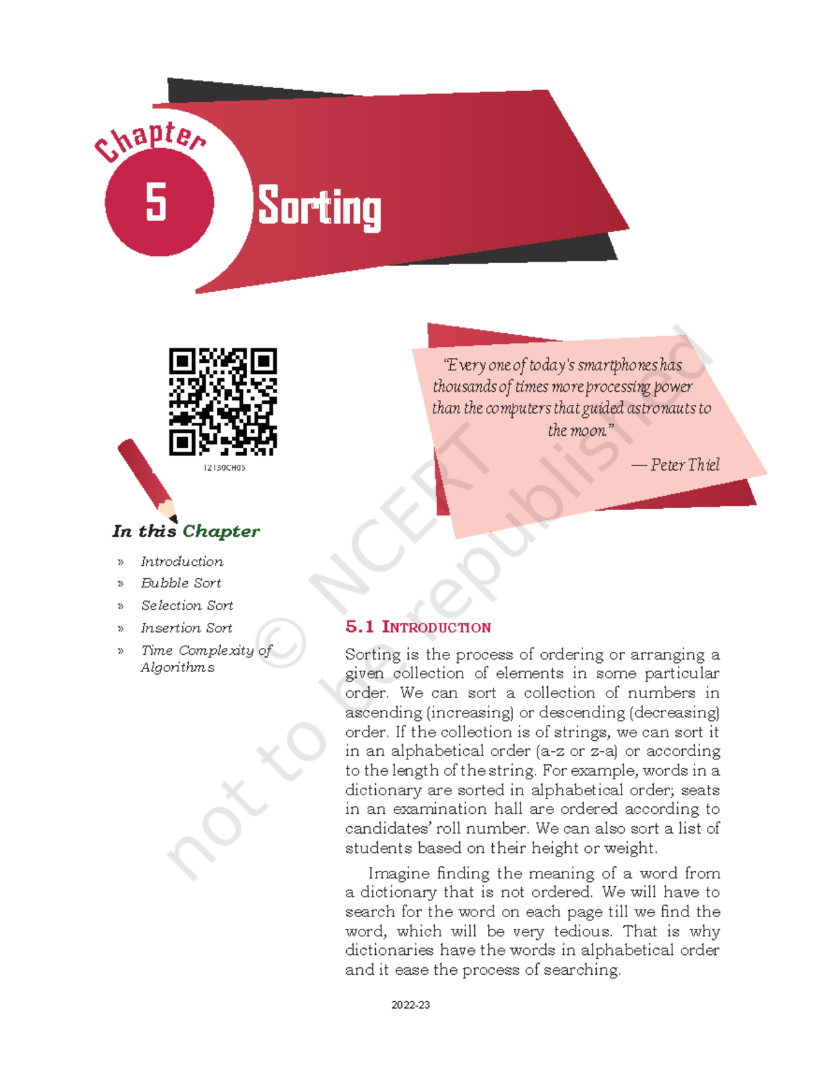 Chapter 5 Sorting - In this Chapter » Introduction » Bubble Sort ...