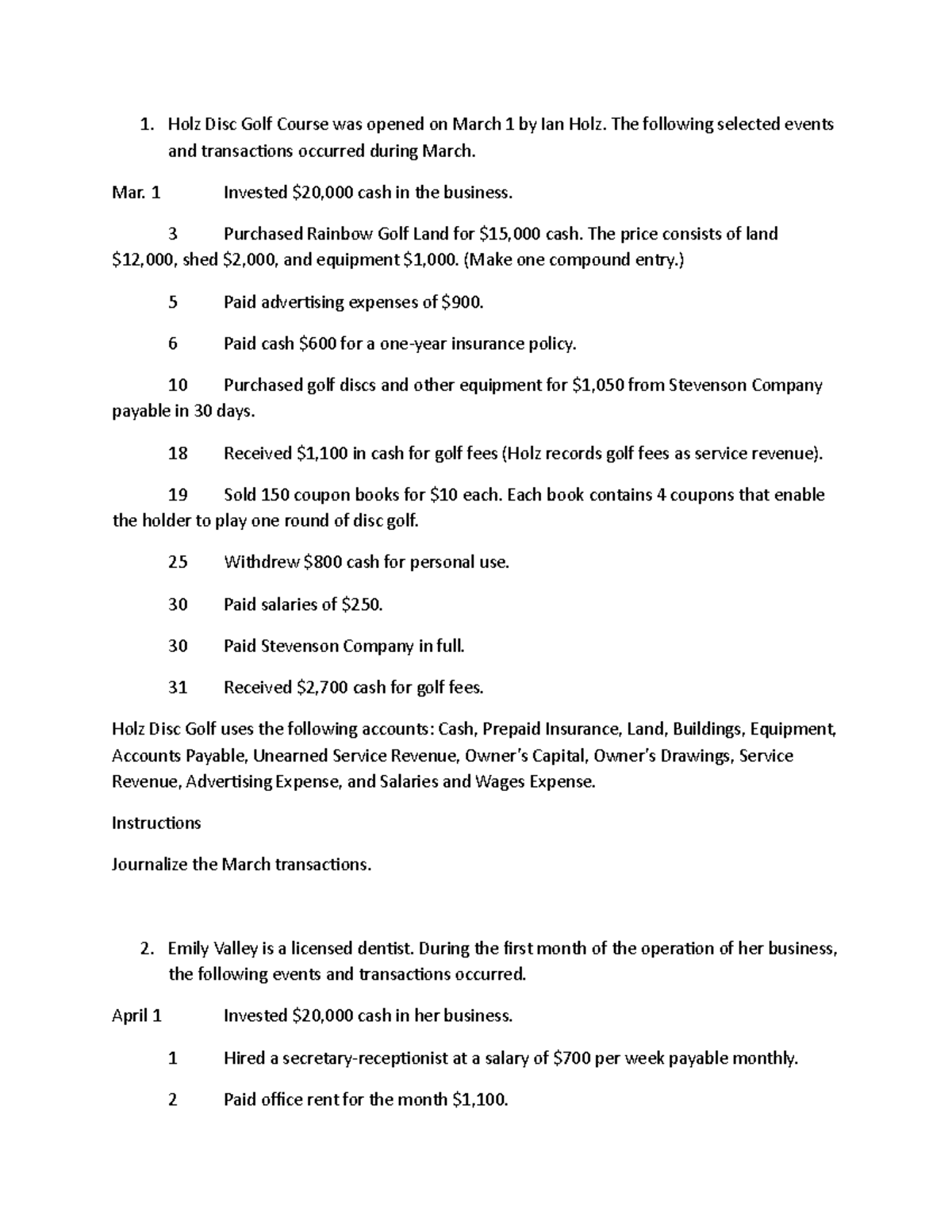 group Homework chapter 2 Holz Disc Golf Course was opened on March 1