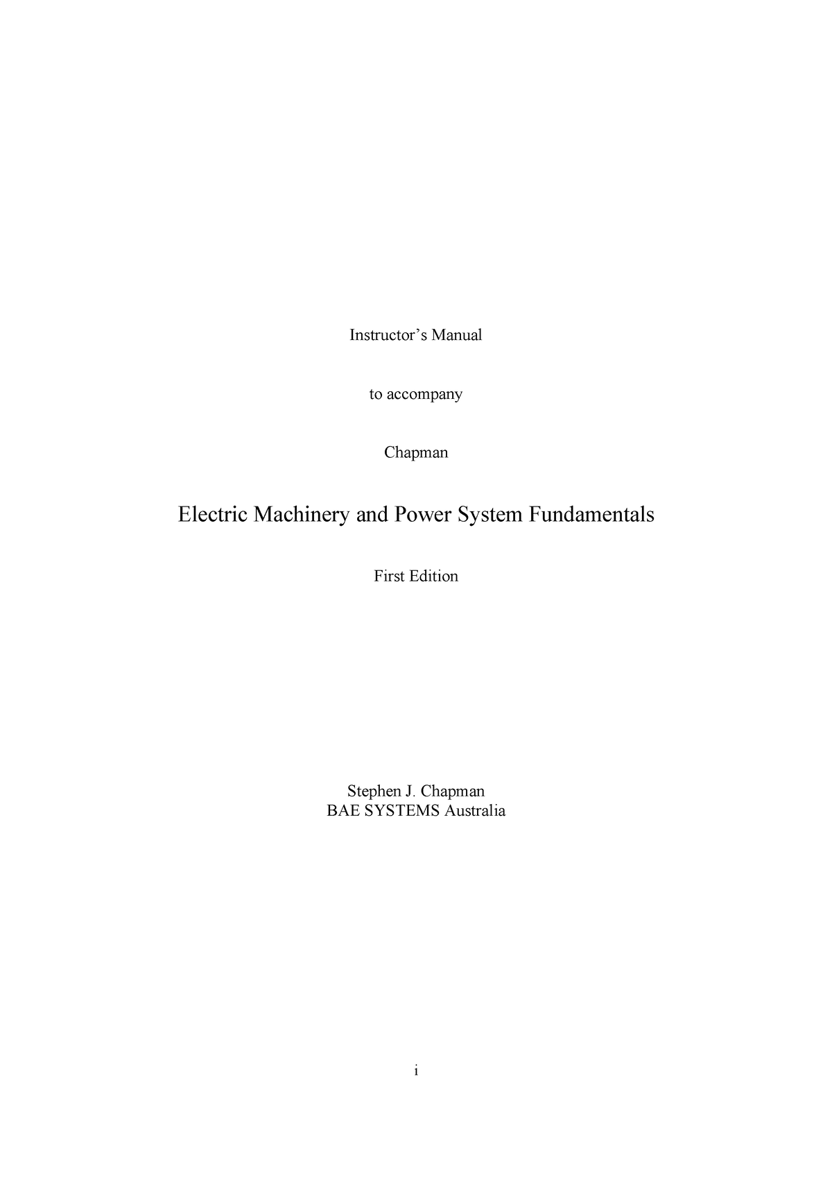 Electric Machinery Fundamentals 1th Edition(Instructor's Manual) - I ...