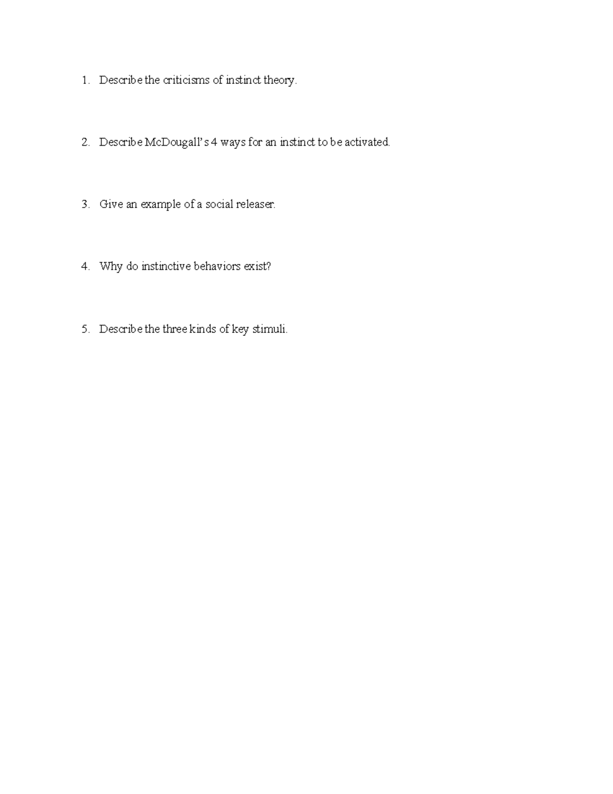 CHP 2 SG - sdcs - Describe the criticisms of instinct theory. Describe ...