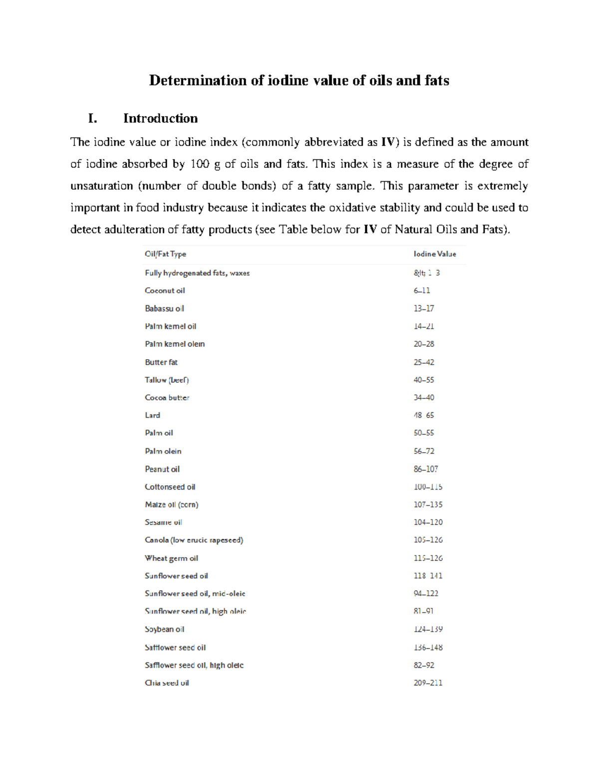 determination of iodine value experiment pdf