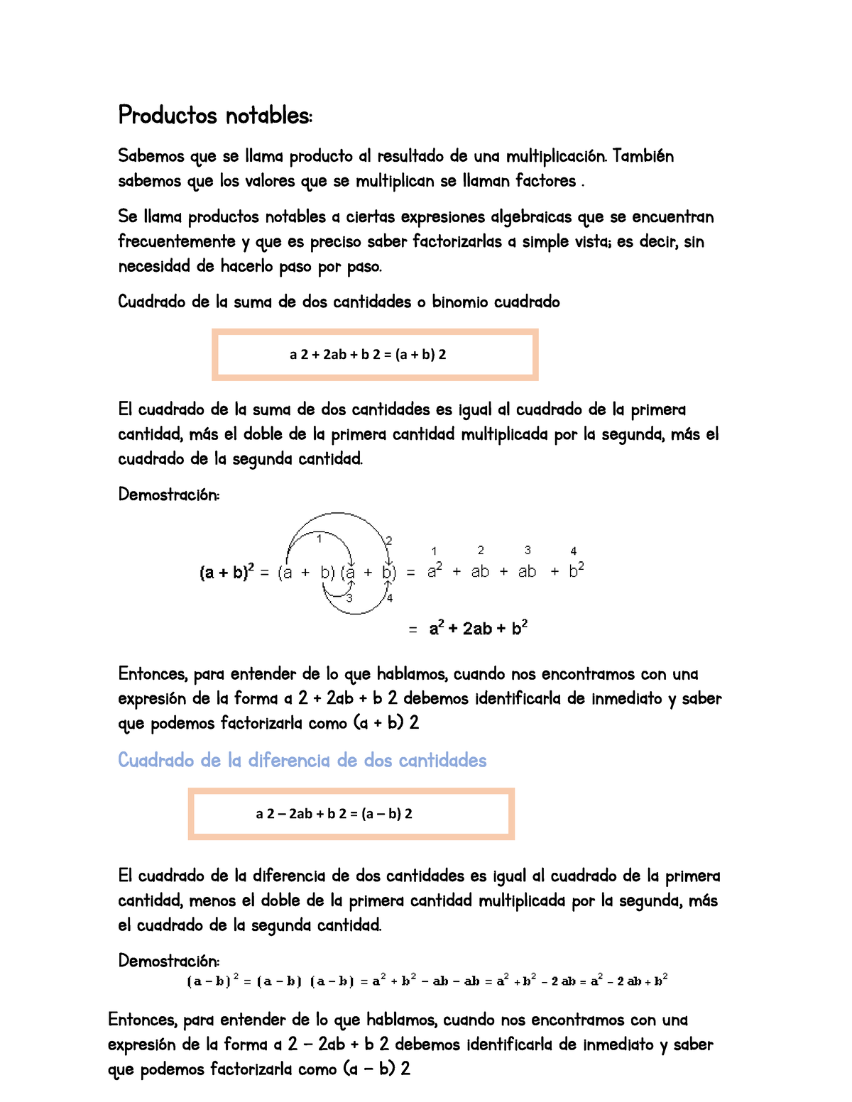 Productos Notables - CALCULO - Productos Notables: Sabemos Que Se Llama ...