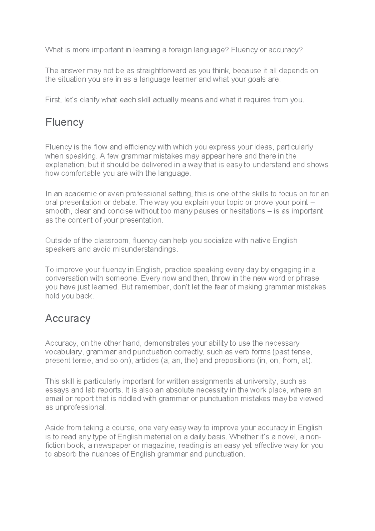 Fluency and accuracy - Technical and professional communication for ...