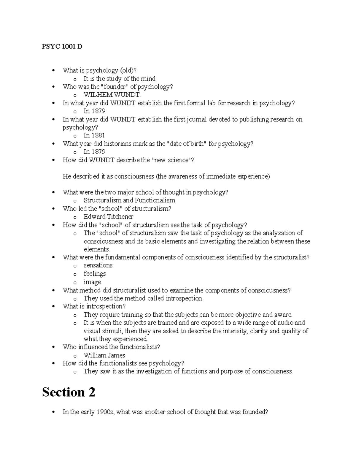 PSYC 1001 D Chapter 1 Practice questions. - psyc1001 - Carleton - Studocu