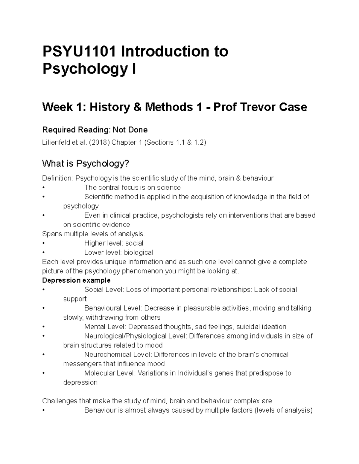 PSYU1101 Introduction To Psychology I - PSYU1101 Introduction To ...