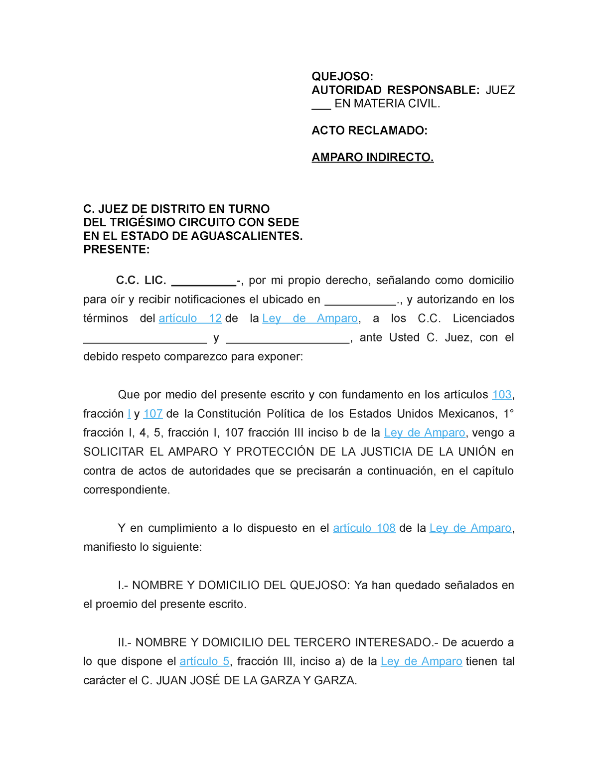 Amparo Indirecto ilegal emplazamiento mediante edictos - QUEJOSO: AUTORIDAD  RESPONSABLE: JUEZ ___ EN - Studocu