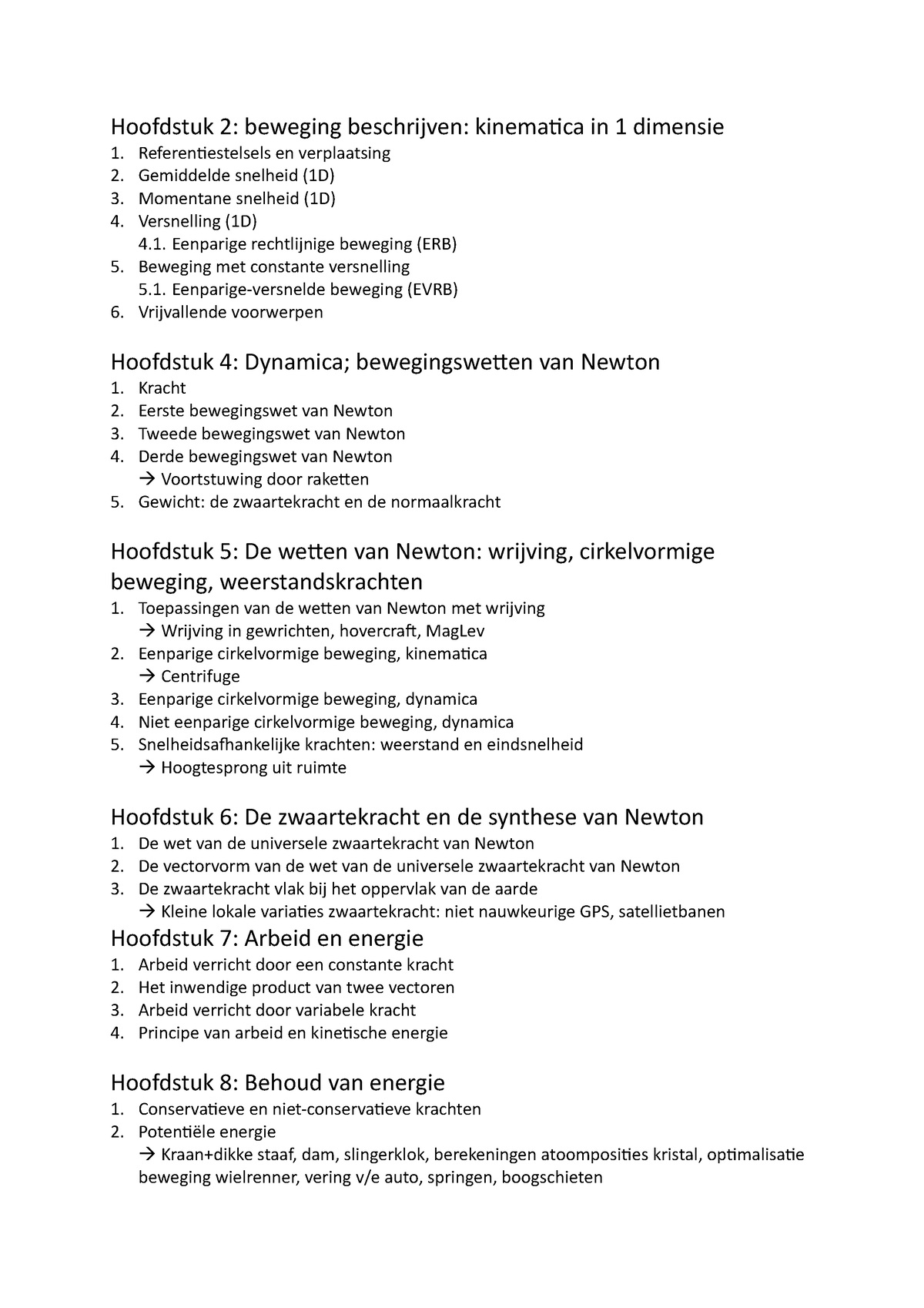 Inhoudstafel Biofysica - Hoofdstuk 2: Beweging Beschrijven: Kinematica ...