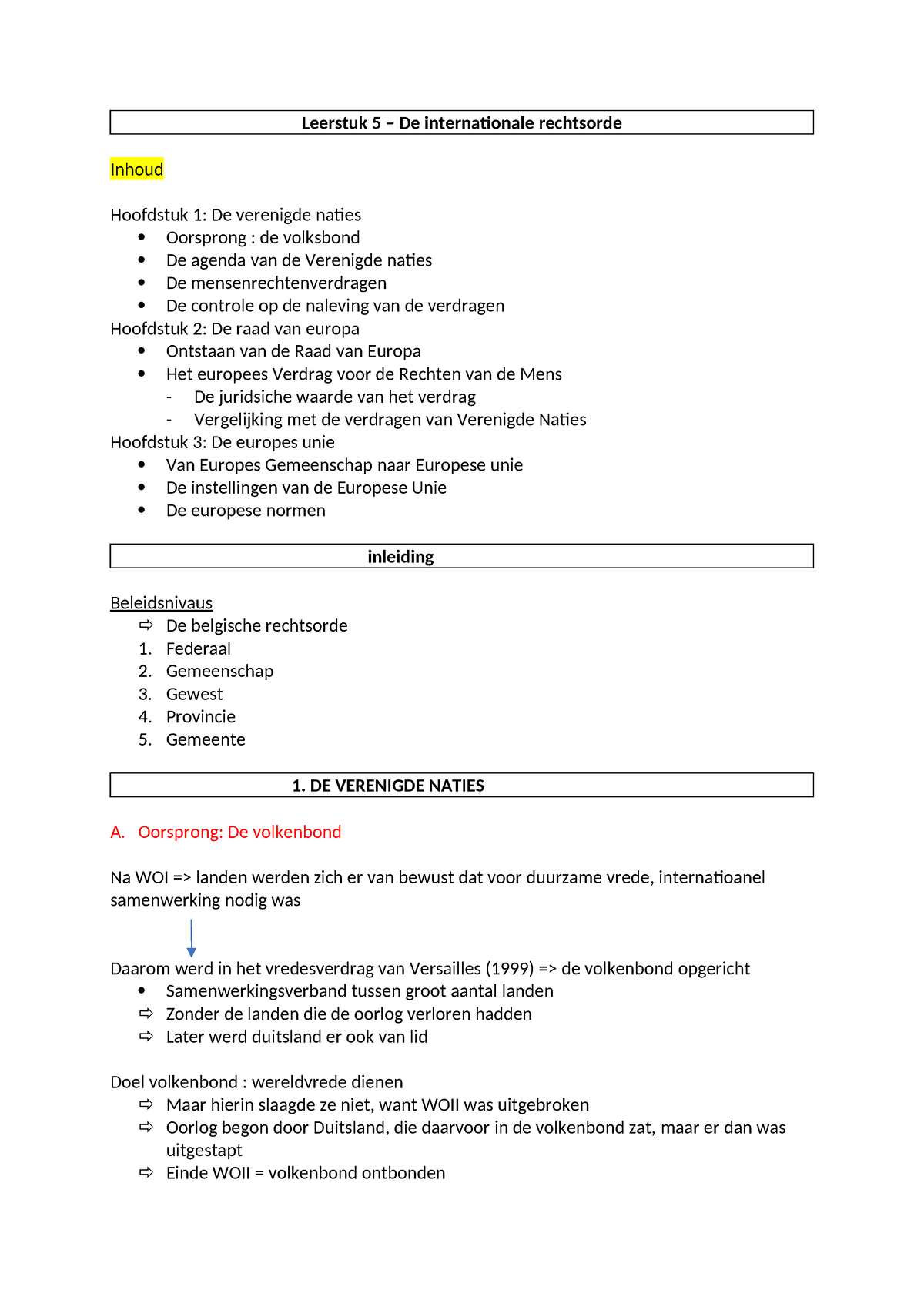 Leerstuk 5 - Publiekrecht - Leerstuk 5 – De Internationale Rechtsorde ...
