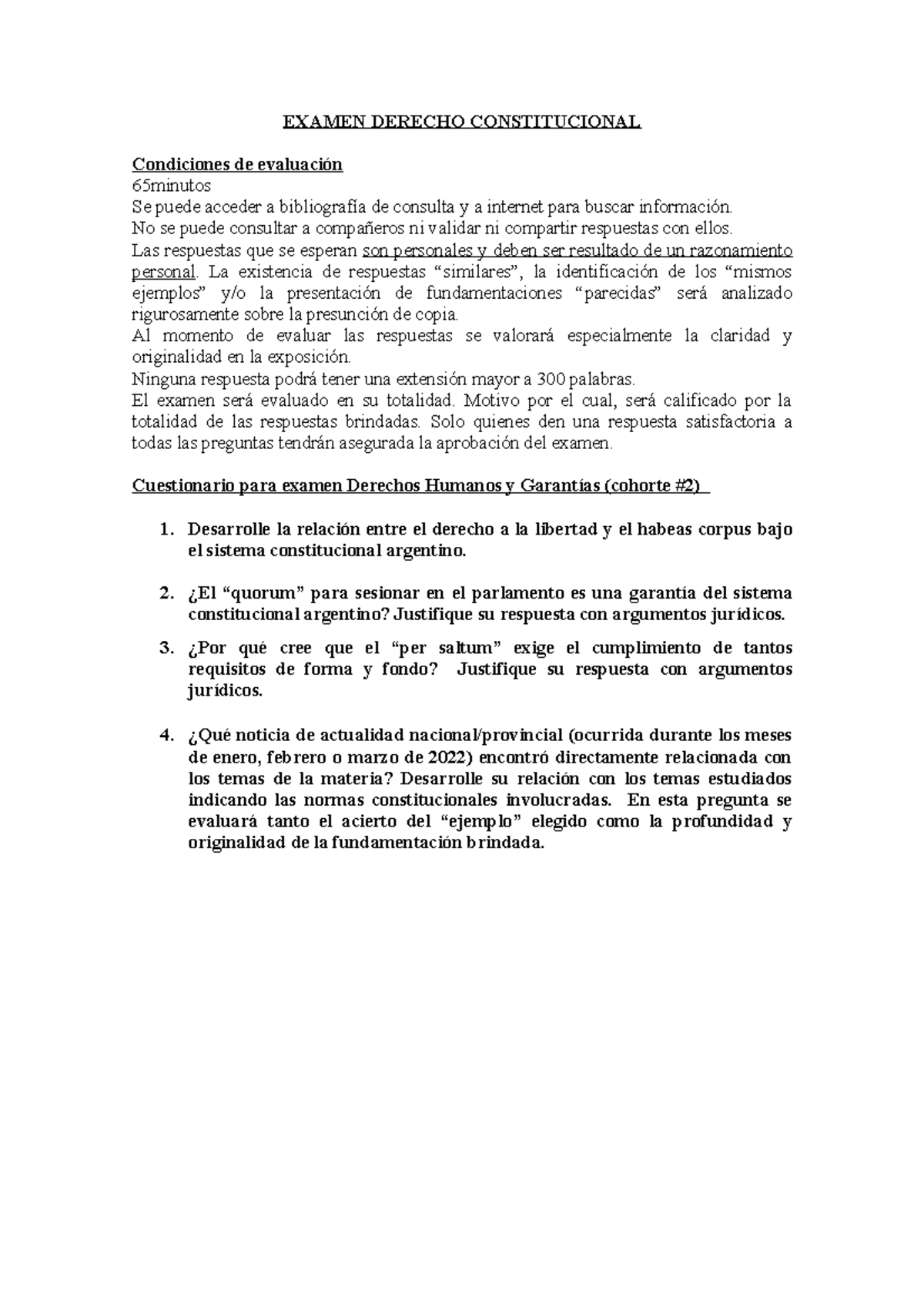 Temario Derechos Humanos Y Garantias (2do Turno) Marzo 2022 - EXAMEN ...