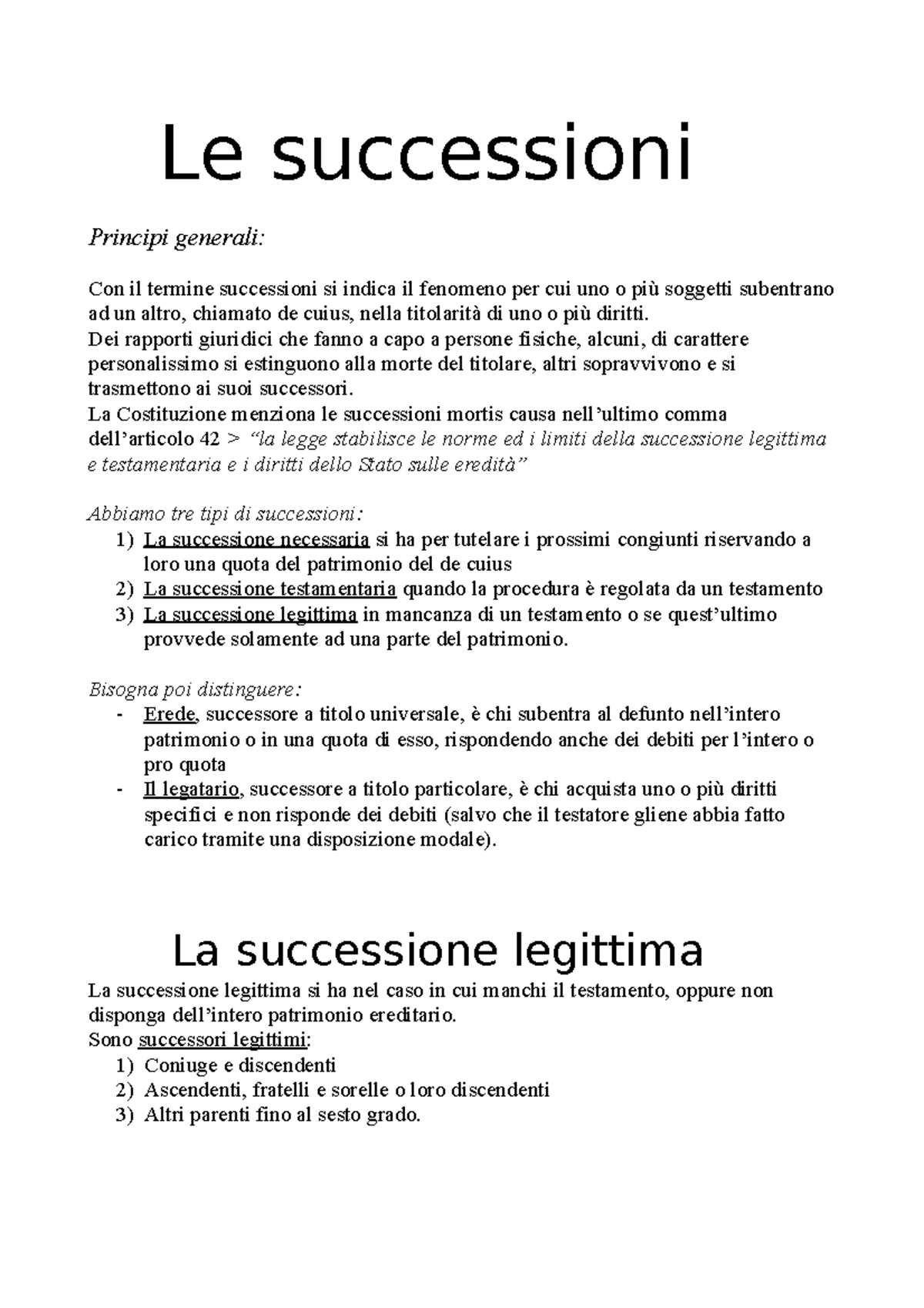 Le Successioni - Le Successioni Principi Generali: Con Il Termine ...