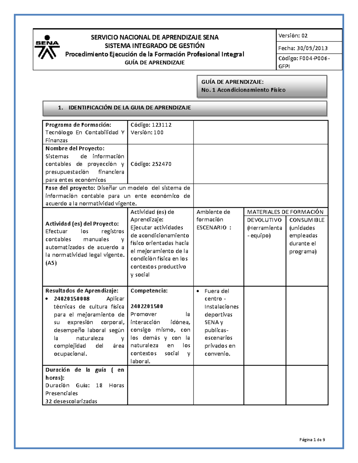 Guía 1 Acondicionamiento Fisico Servicio Nacional De Aprendizaje Sena Sistema Integrado De 2428