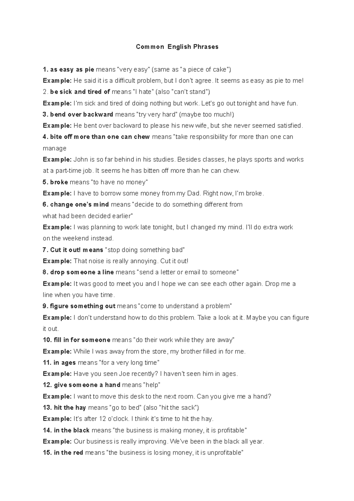 CommonEnglishPhrases Common English Phrases as easy as pie means