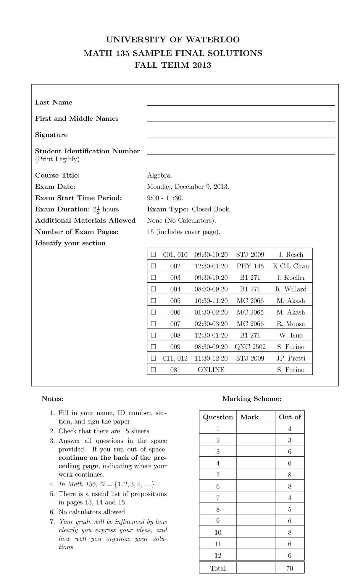 002 old psu exam math Math StuDocu  135:  2013 Mathematics  for Exam Hons Algebra