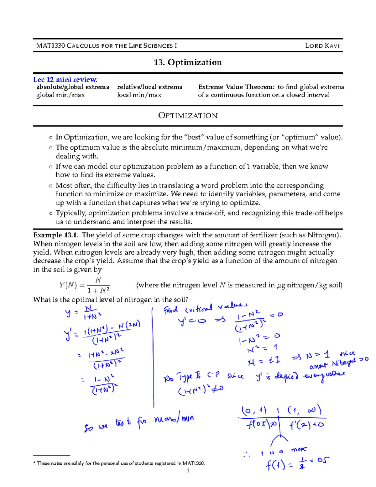1330-202211-notes 13-filled - MAT1330 CALCULUS FOR THE LIFE SCIENCES I ...