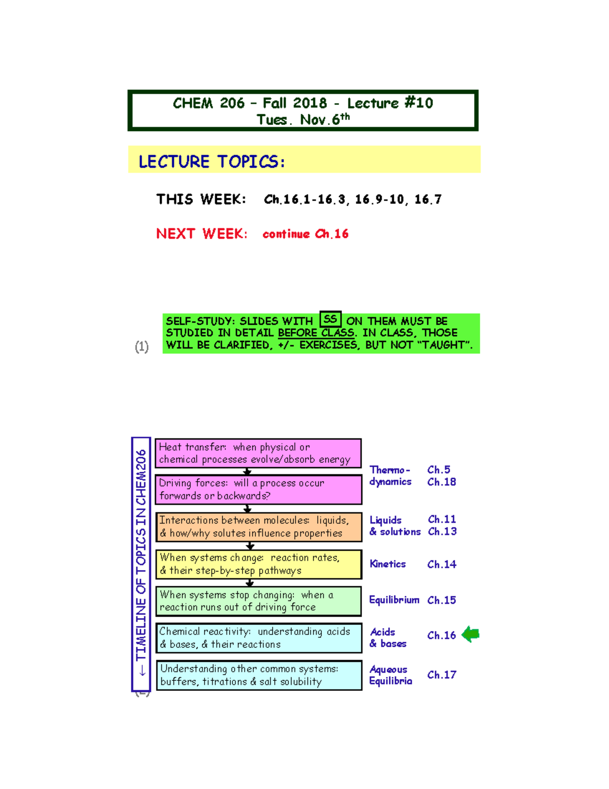 Week 10 - Lecture notes 10 - CHEM 206 – Fall 2018 - Lecture #10 Tues ...