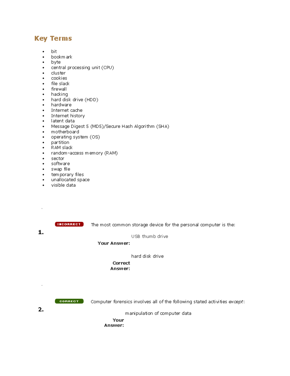 Forensic Science CHAP 18 - Key Terms bit bookmark byte central ...