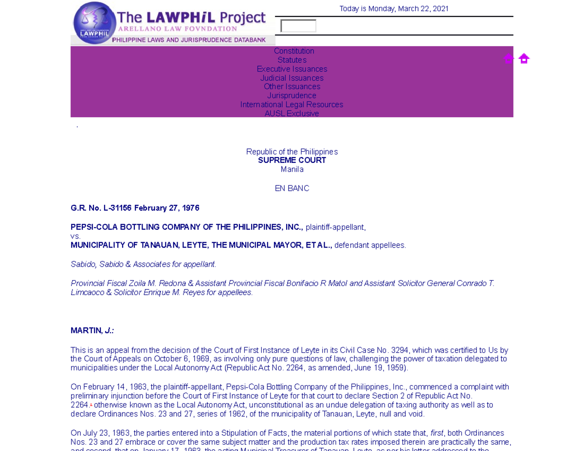 Taxation Today is Monday, March 22, 2021 Constitution Statutes