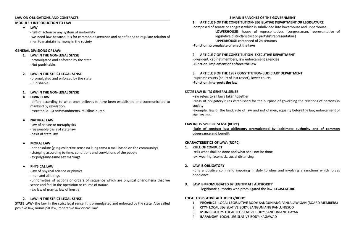 law-notes-law-on-obligations-and-contracts-module-1-introduction-to