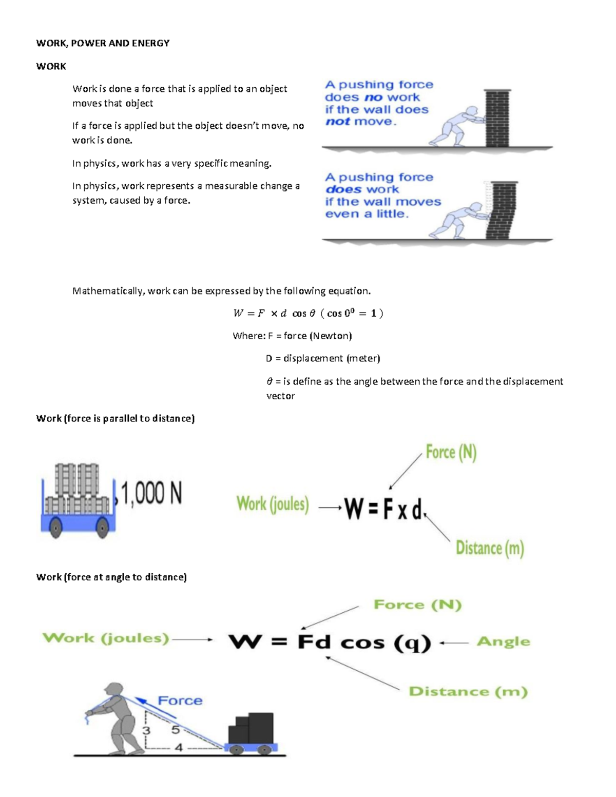 WORK, Energy AND Power - Physics is the natural science that studies ...