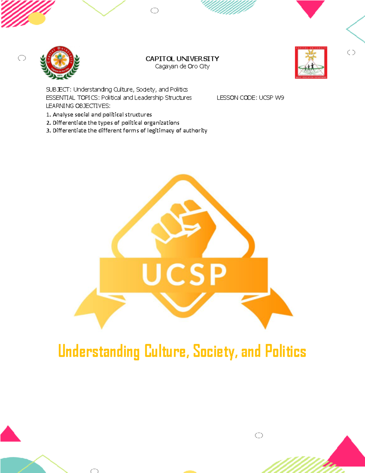 UCSP-Module-9 - This will serve as notes to students who are struggling ...