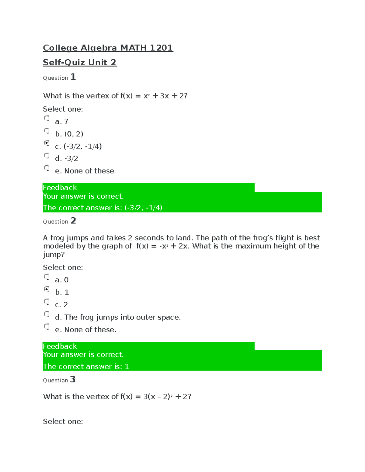 homework 2.2 college algebra