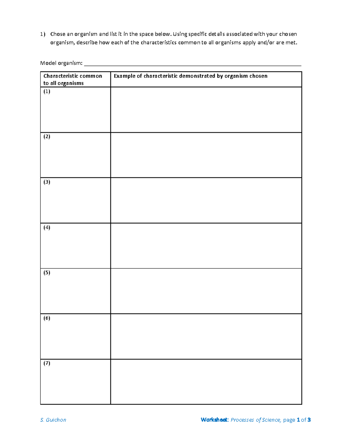 Processes of Science - Worksheet - S. Guichon Worksheet: Processes of ...