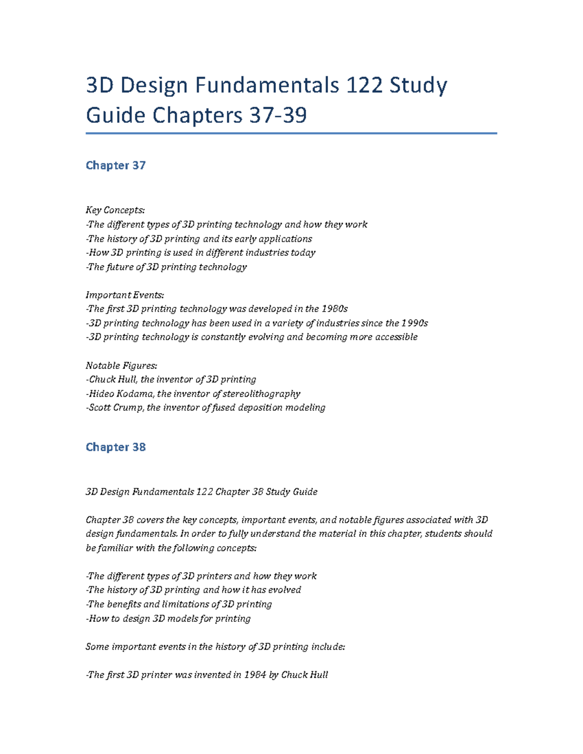 3D Design Fundamentals 122 Study Guide Chapters 37-39 - 3D Design ...
