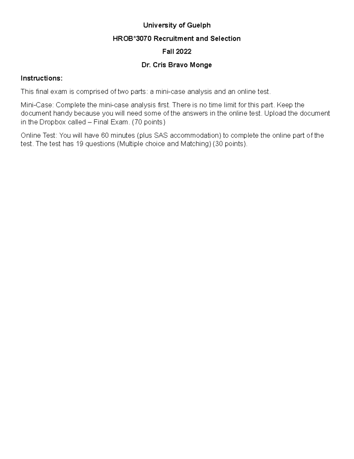 Final Exam Part 1 V3 Exam material University of Guelph HROB*3070