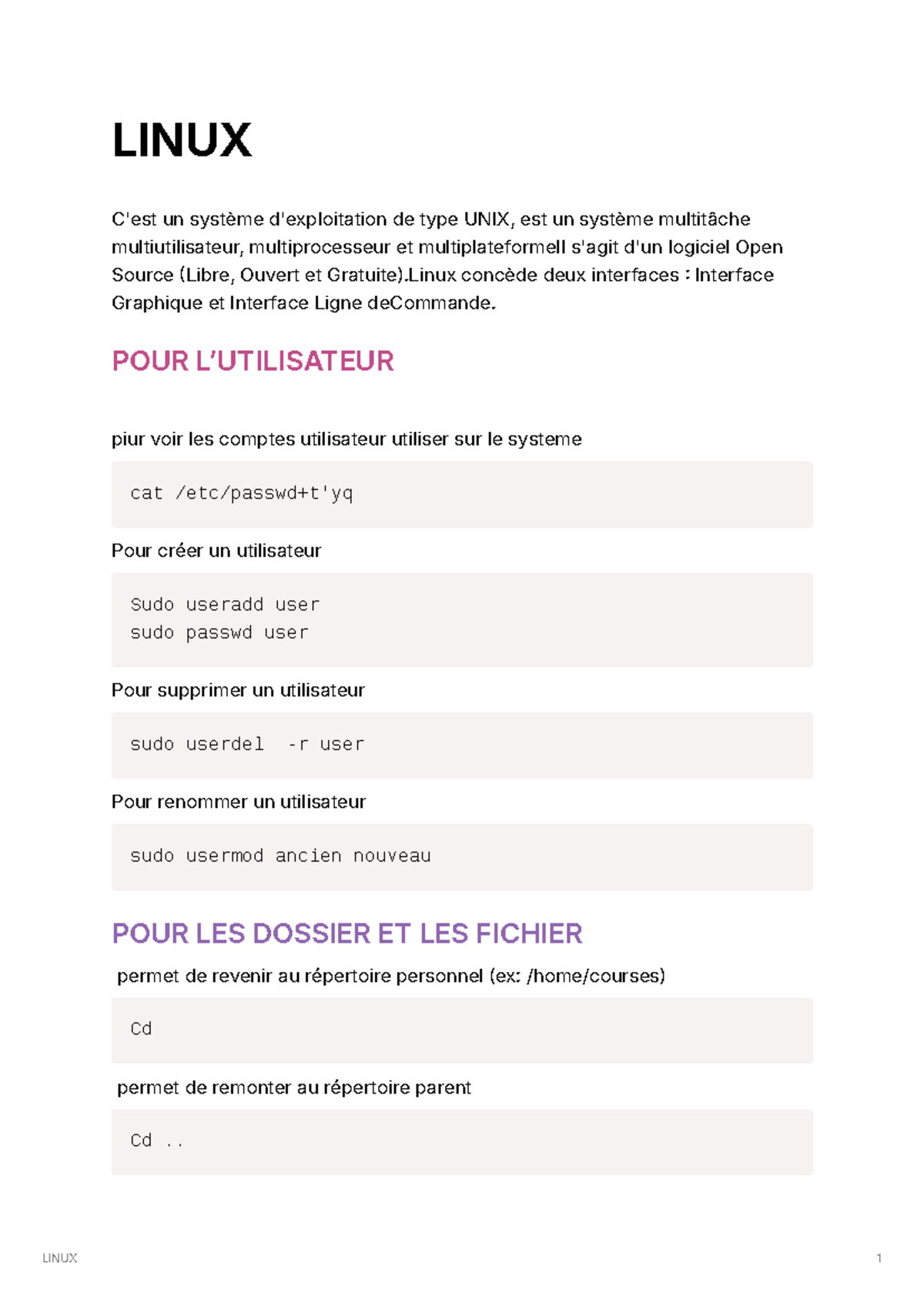 Linux - nothing - LINUX C'est un système d'exploitation de type UNIX ...