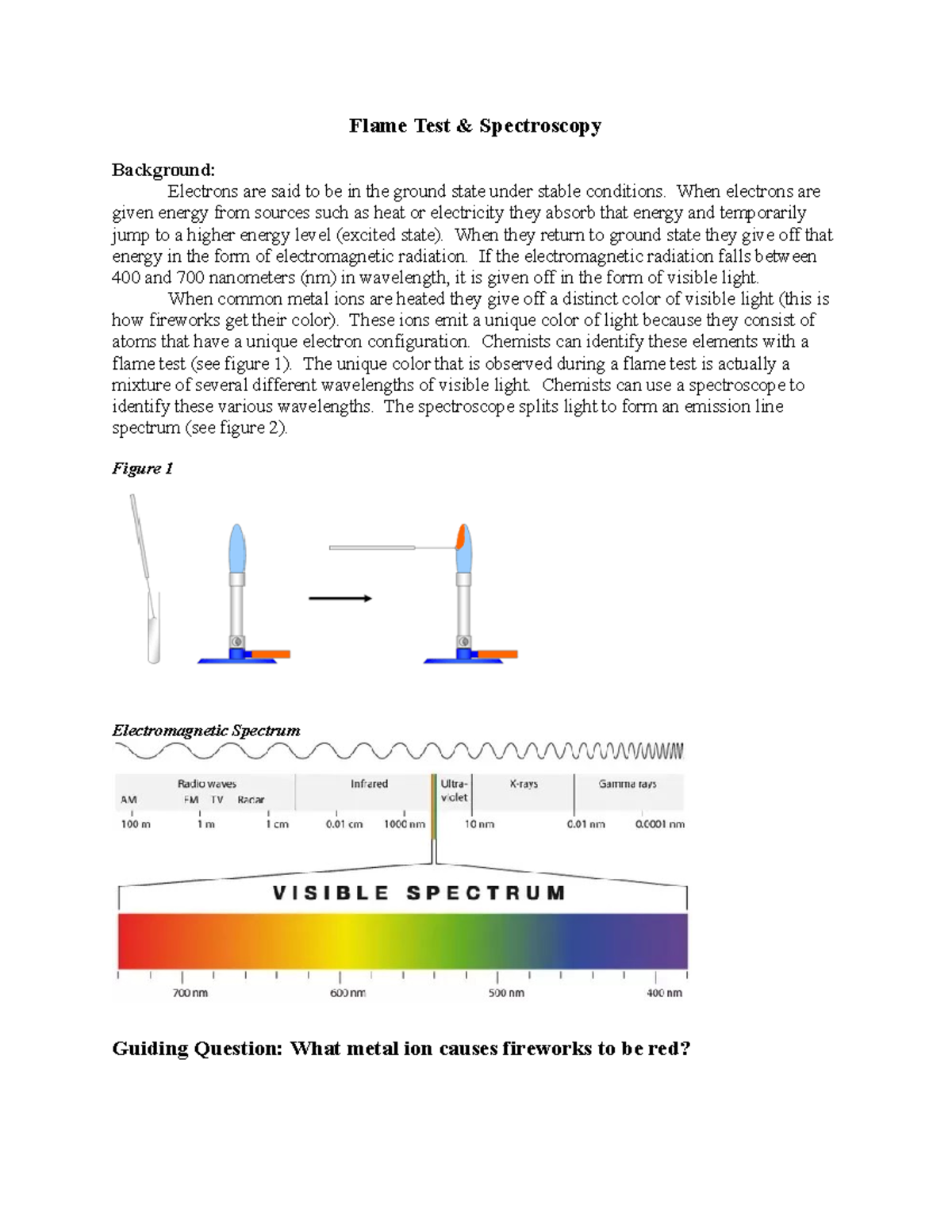2 Flame Test & Spectroscopy Lab Flame Test & Spectroscopy
