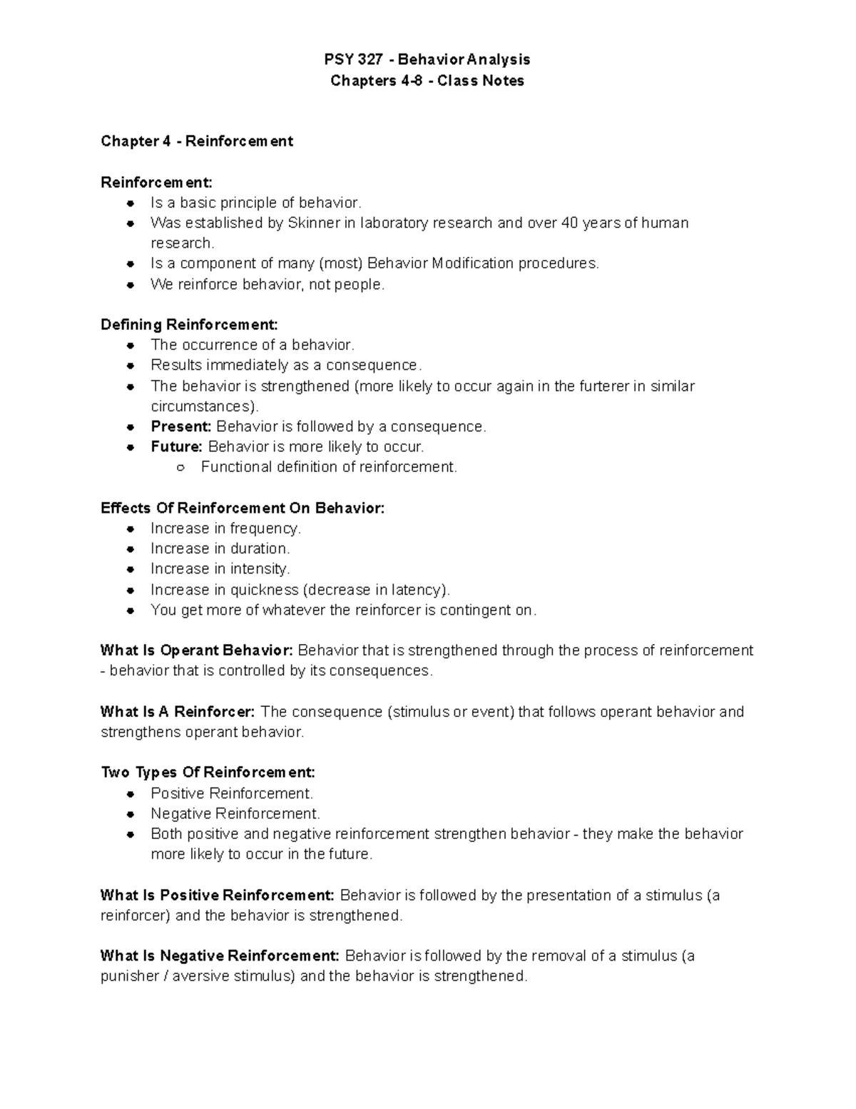 PSY 327 Ch. 4-8 - PSY 327 Ch. 4-8 - Chapters 4-8 - Class Notes Chapter ...