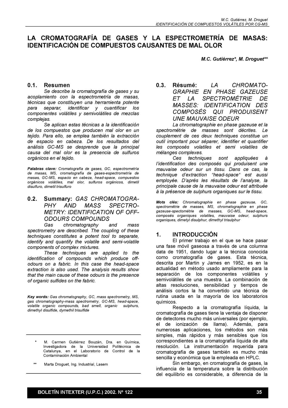 Artículo Cromatografia DE Gases - IDENTIFICACI”N DE COMPUESTOS VOL ...