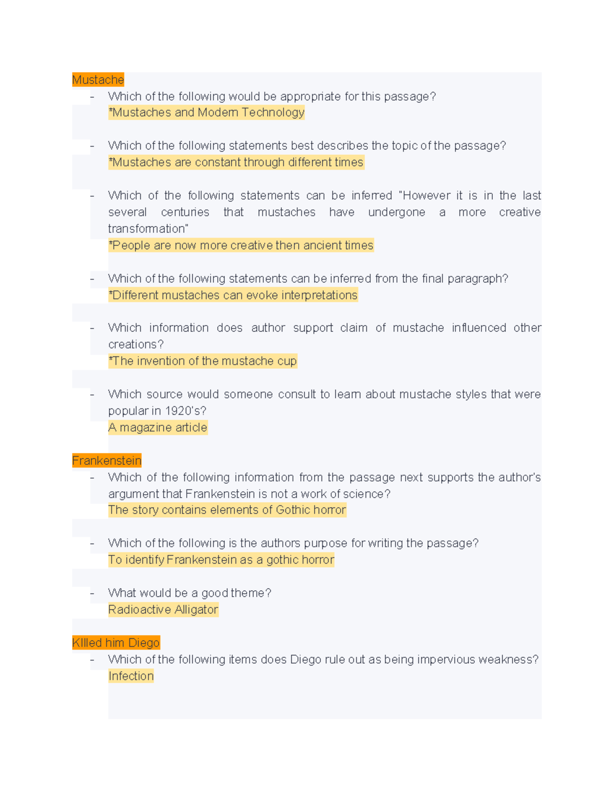 Reading TEAS - Teas - Mustache - Which of the following would be ...