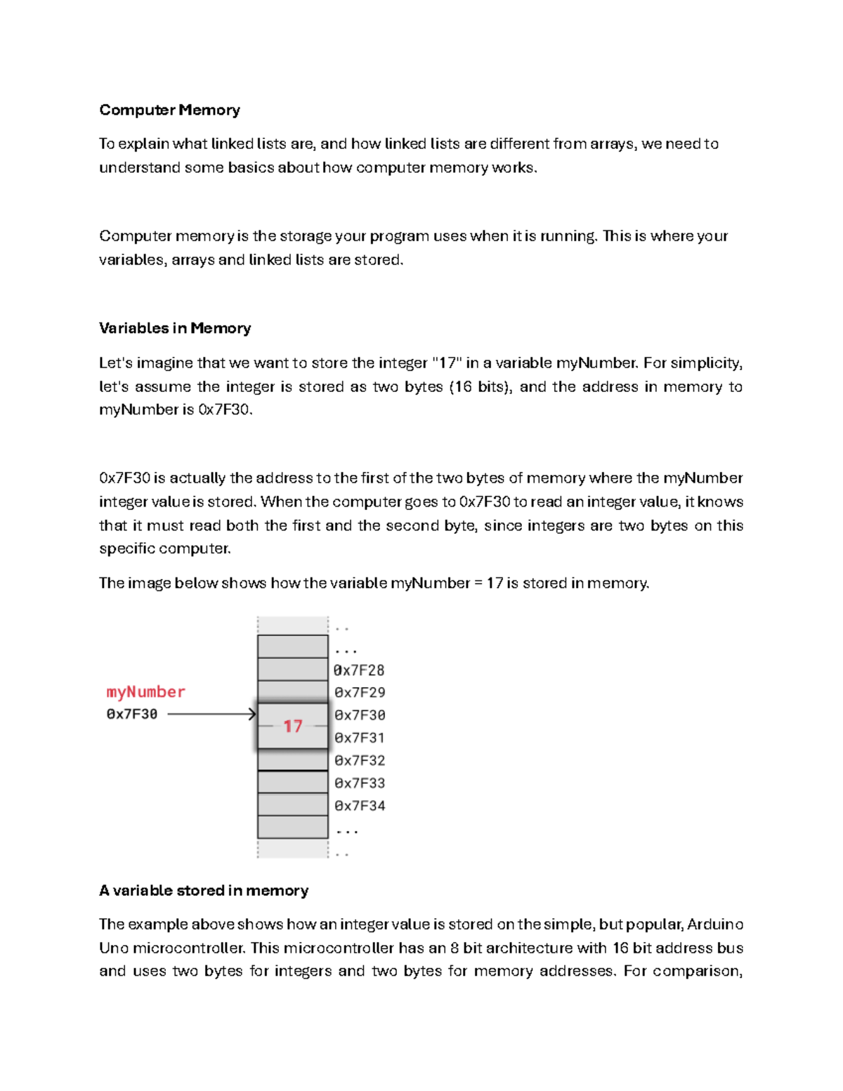 Computer Memory and-Linked-List - Computer Memory To explain what ...