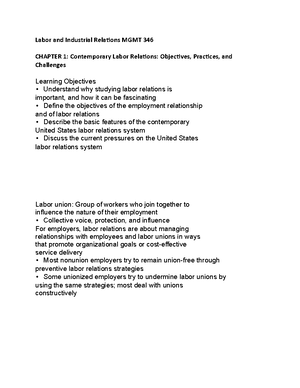 Labor and Industrial Relations Chapter 2 - Labor and Industrial ...