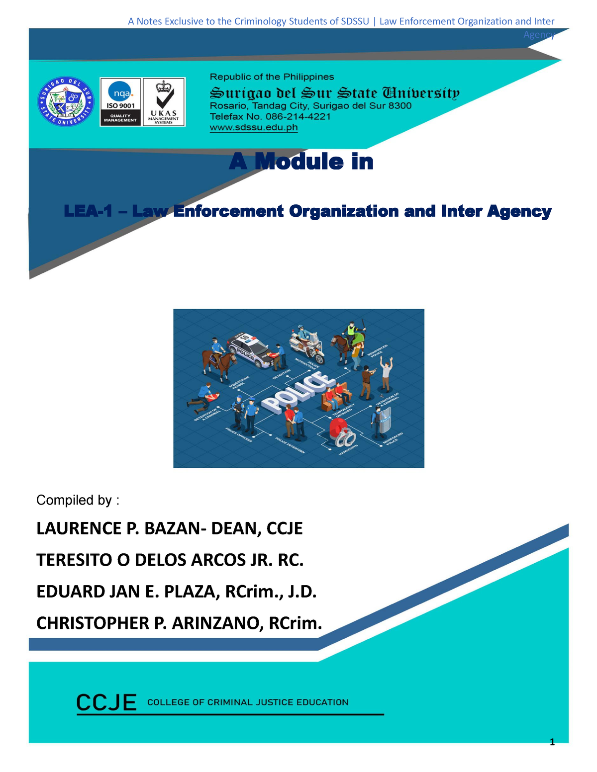 LEA1-Module - LEA-1 – Law Enforcement Organization And Inter Agency ...