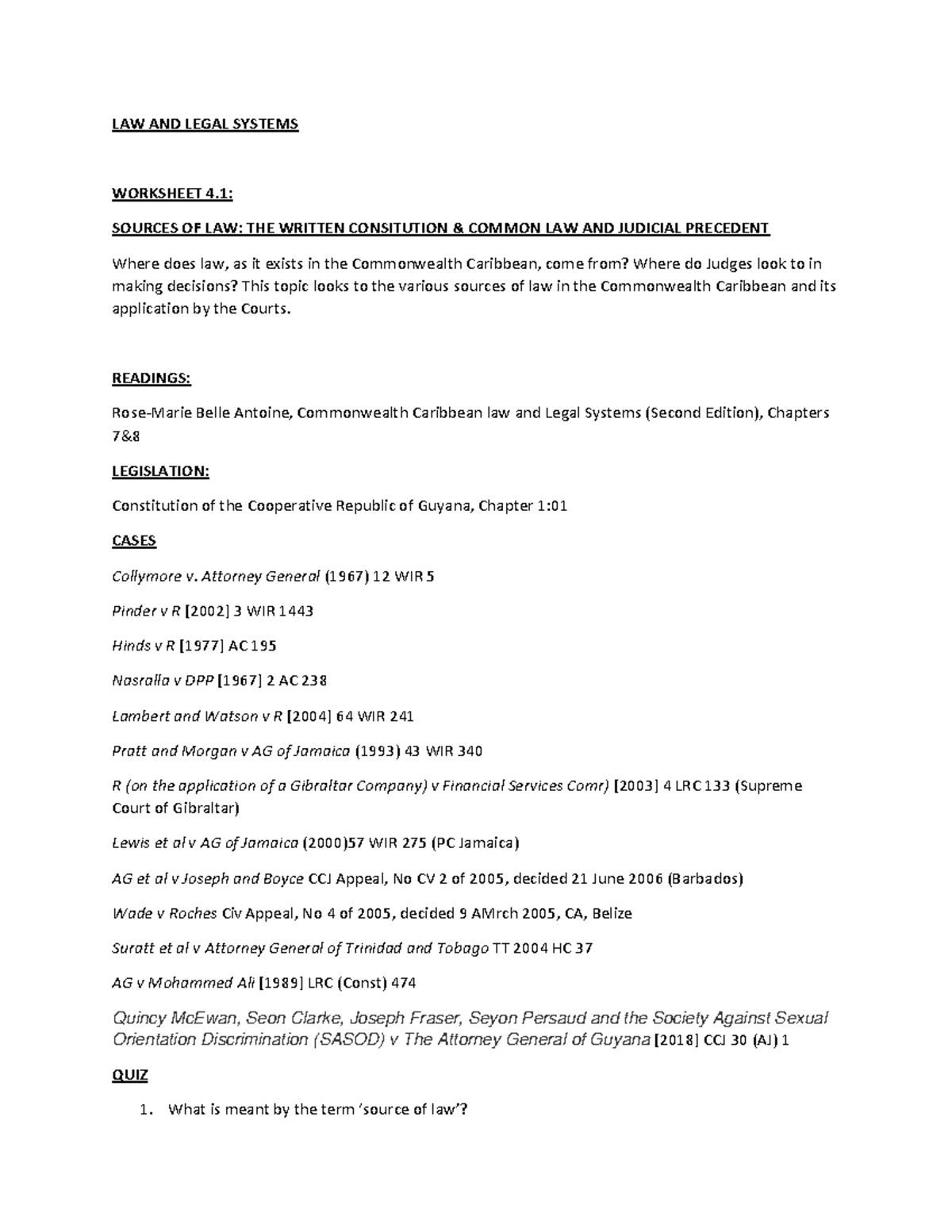 LAW AND Legal Systems - Worksheet 4A - LAW AND LEGAL SYSTEMS WORKSHEET ...