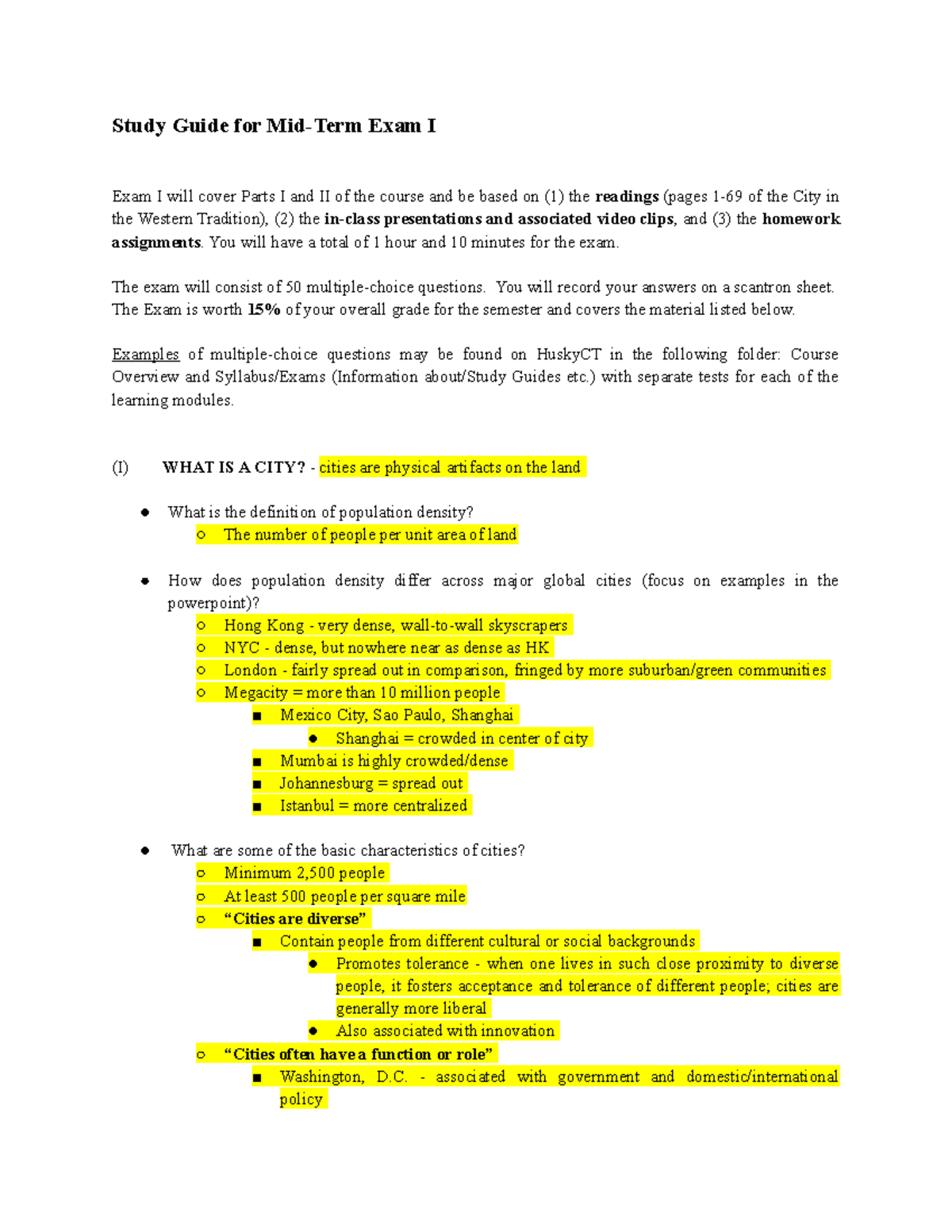 Exam 1 Study Guide Carol Atkinson Palombo Study Guide For Mid Term Exam I Exam I Will Cover Studocu