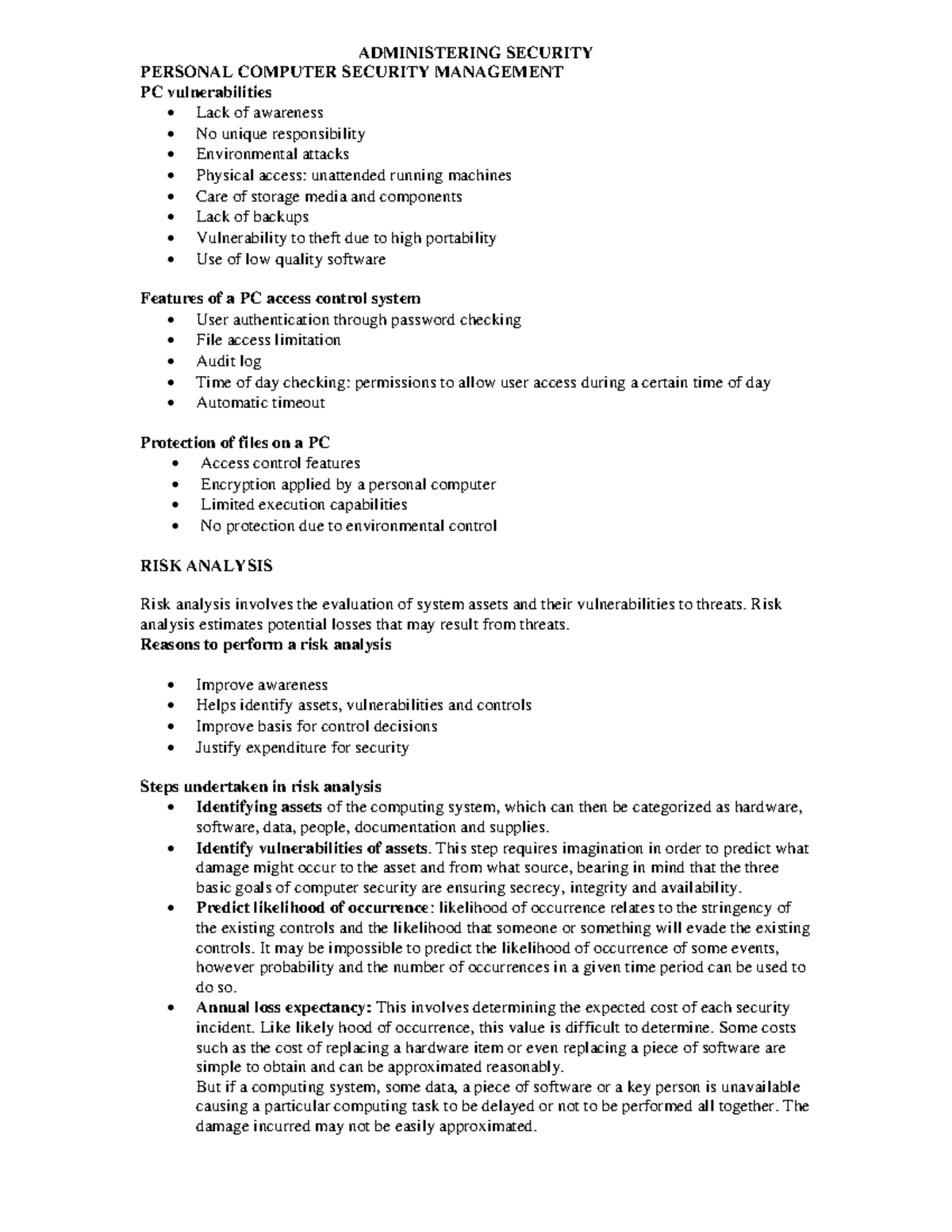 Administering Security Administering Security Personal Computer