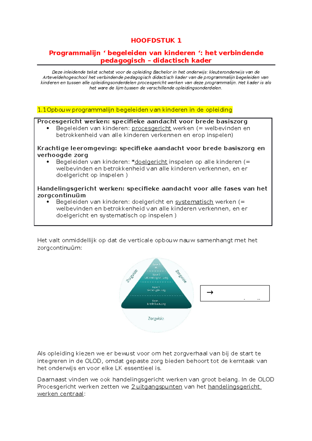 Hoofdstuk 1 - Samenvatting - HOOFDSTUK 1 Programmalijn ‘ Begeleiden Van ...