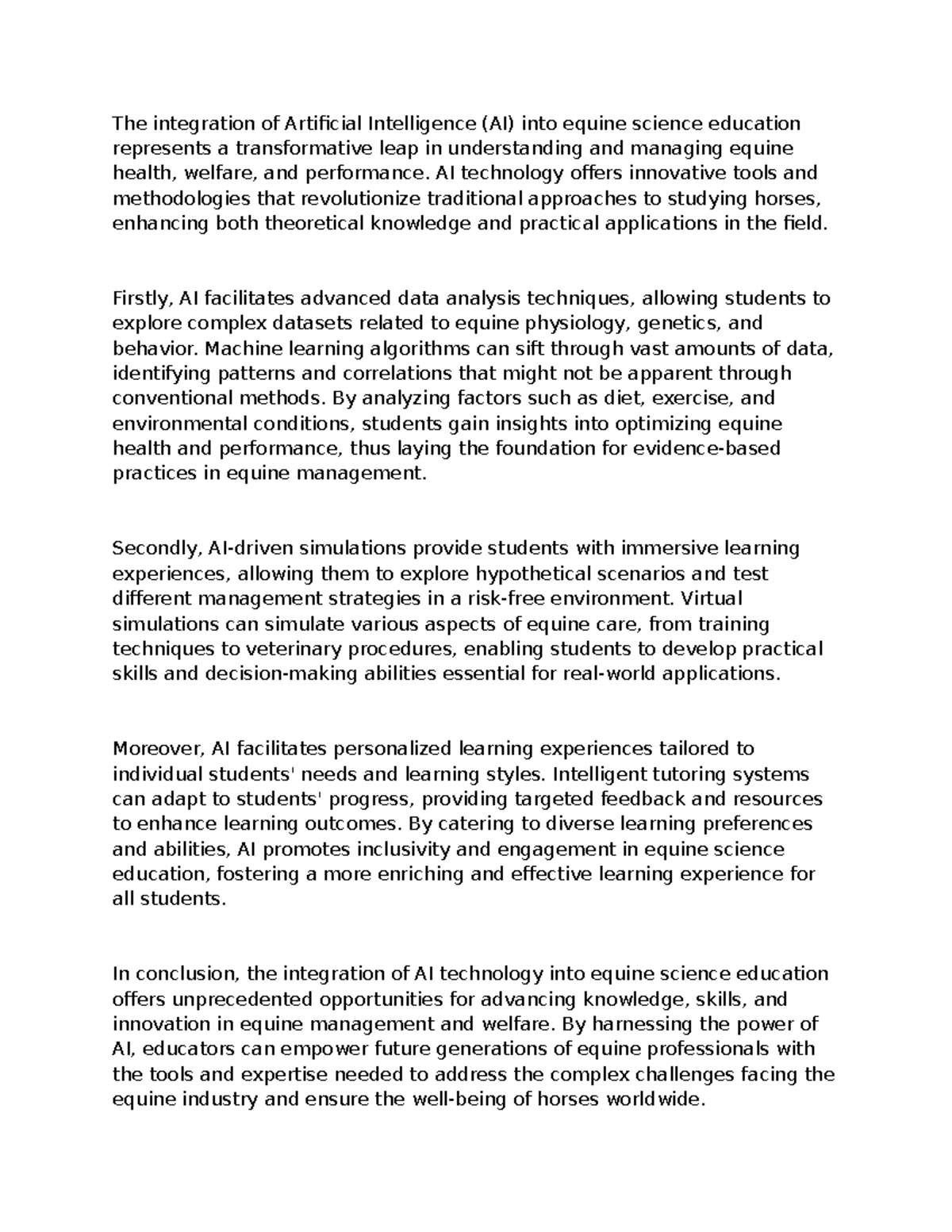 The integration of Artificial Intelligenc 5 - AI technology offers ...