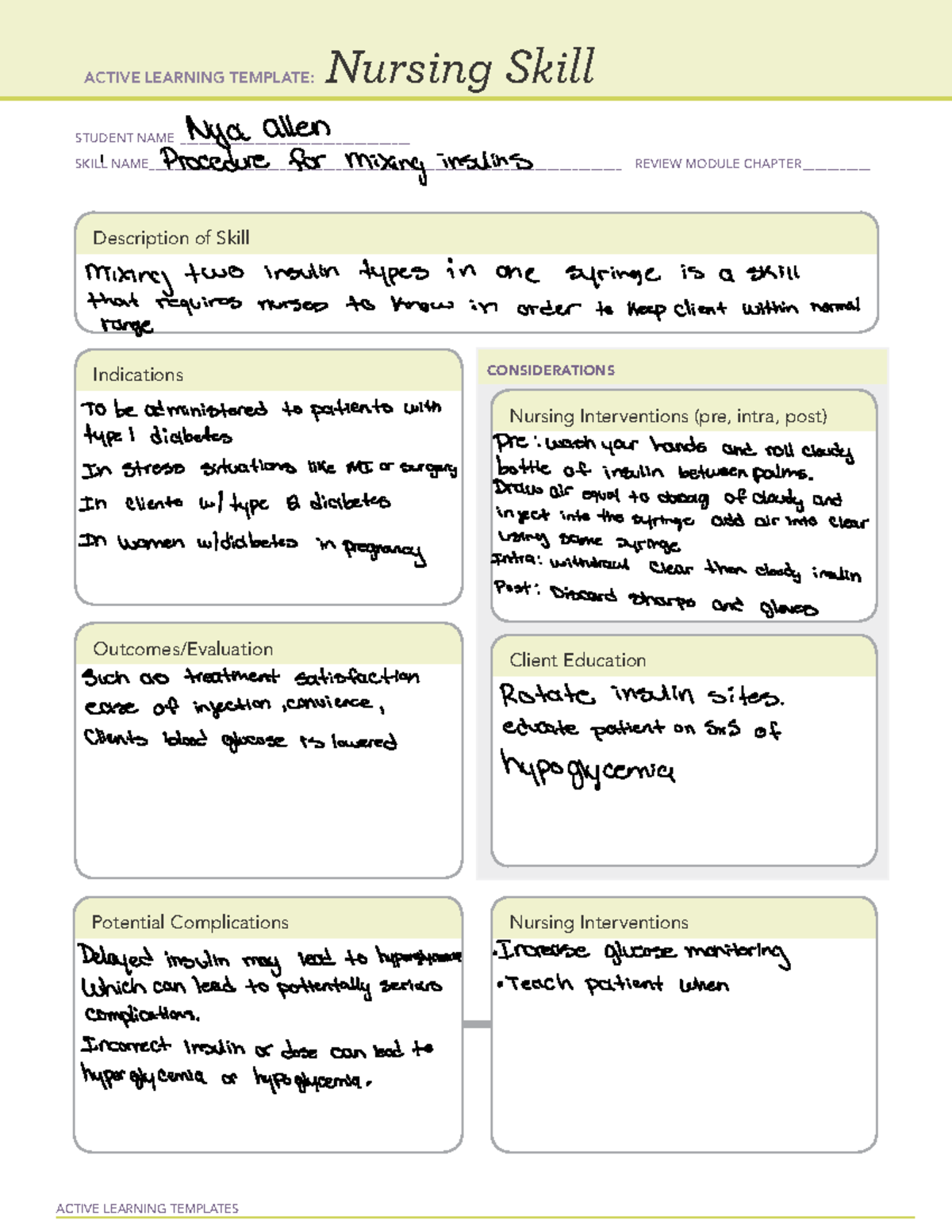Active learning 3 - ACTIVE LEARNING TEMPLATES Nursing Skill STUDENT ...